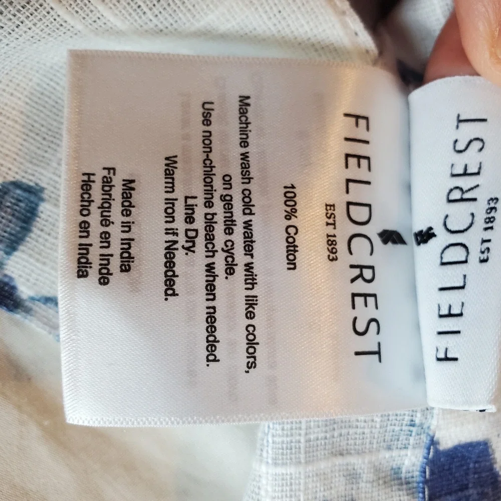 Fieldcrest Blue Watercolor Floral Sheer Grommet Curtain Panel 100% Cotton 50x95